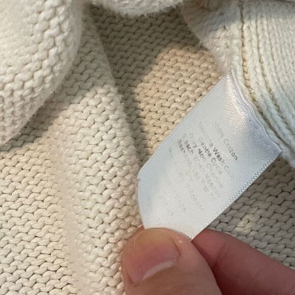 Talbots Poncho Sweater Womens MIvory Full Zip Knit Cotton Geomteric nordic style - Picture 9 of 10